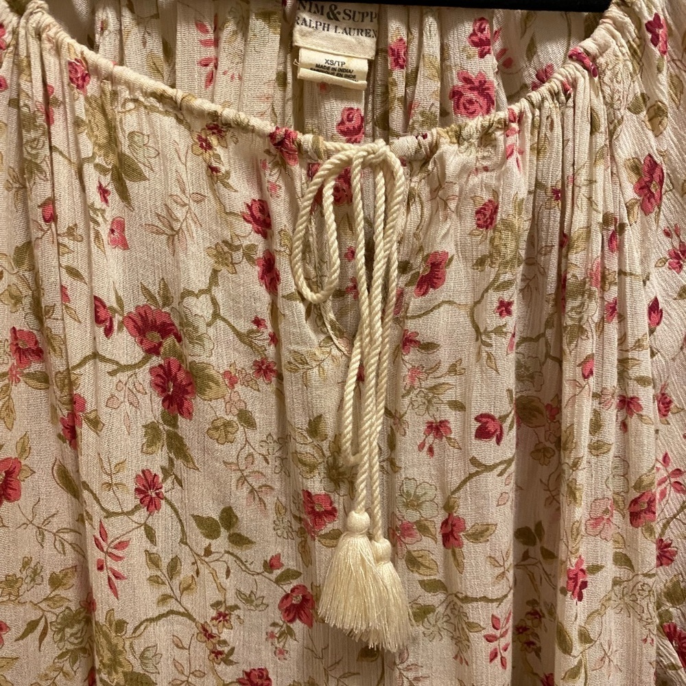 Denim & Supply Ralph Lauren Floral Boho Cottagecore Ruffle Detail Blouse Size XS - Picture 3 of 9
